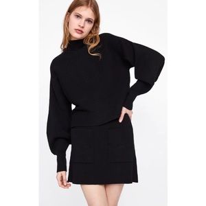 ZARA High Neck Balloon Sleeve Sweater